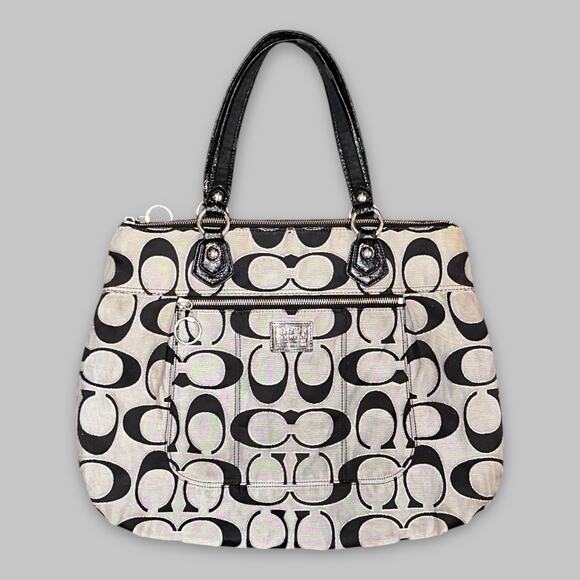 Coach Black & Gray Signature C Tote Bag - Picture 1 of 5
